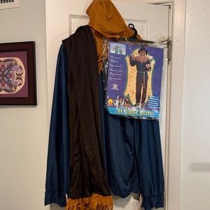 Wizard of Oz Blue and Brown Scarecrow Costume with Hood